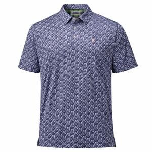 William Murray Polo Shirt Mens XXL blue Martini Glasses Pattern Performance